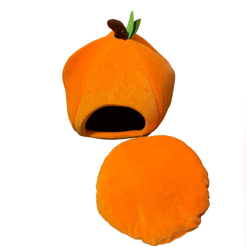 Pumpkin Shape Pet Bed Nesting Cave Plush - Picture 4 of 6